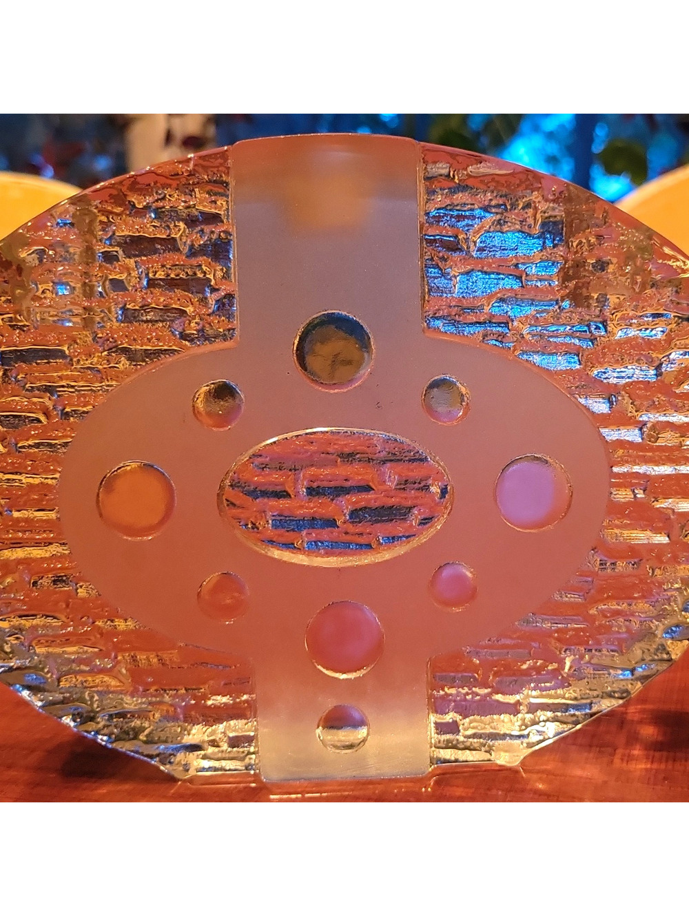 Vintage 1970s Nybro Glasbruk Brutalist Art Glass Candle Holder